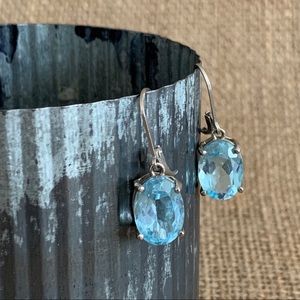 Light Blue Oval Crystal Drop & Dangle Earrings